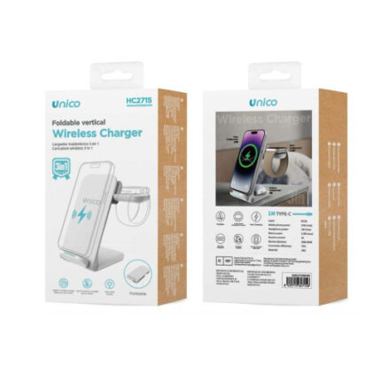 Unico HC2715 Estación de Carga Inalámbrica 3 en 1 Base Qi Carga Múltiple Diseño Compacto